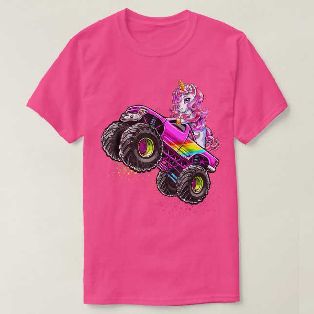 Monster Truck Unicorn Birthday Party Monster Truck T-Shirt (Design Front)