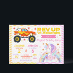 Monster Truck & Unicorn Joint Birthday Invitation<br><div class="desc">Monster Truck & Unicorn Joint Birthday Invitation – Perfect for Siblings, a Boy and a Girl Make your children’s shared celebration extra special with this adorable Monster Truck & Unicorn Joint Birthday Invitation, created for a fun and magical birthday party for siblings, a boy and a girl. This unique split-theme...</div>