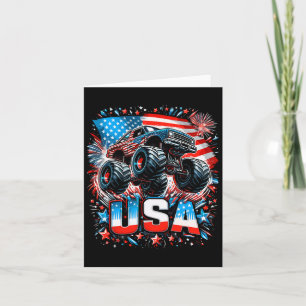 Monster Truck Usa American Flag 4th Of July Card