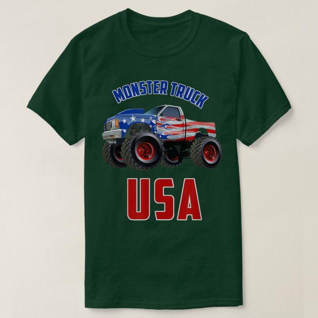 Monster Truck USA Cool USA Flag Painted Monster Tu T-Shirt (Design Front)