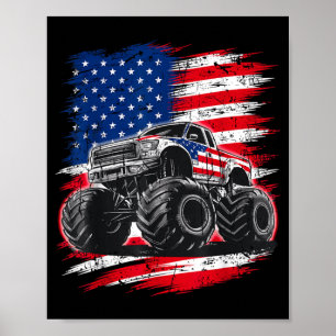 Monster Truck Usa Flag Aamerican Poster