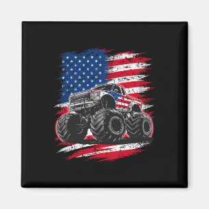 Monster Truck Usa Flag American For Women Girls Ki Magnet