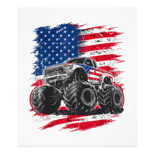 Monster Truck USA Flag American Photo Print