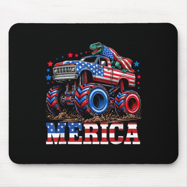 Monster Truck Usa Flag Patriotic Toddlers Boys 4th Mouse Pad (Front)