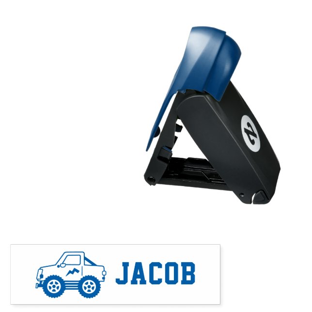 Monster Truck Vehicle Boys Personalized Name Pocket Stamp (Open with Design)