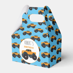 Monster Truck Vehicle Custom Boys Name Favor Boxes