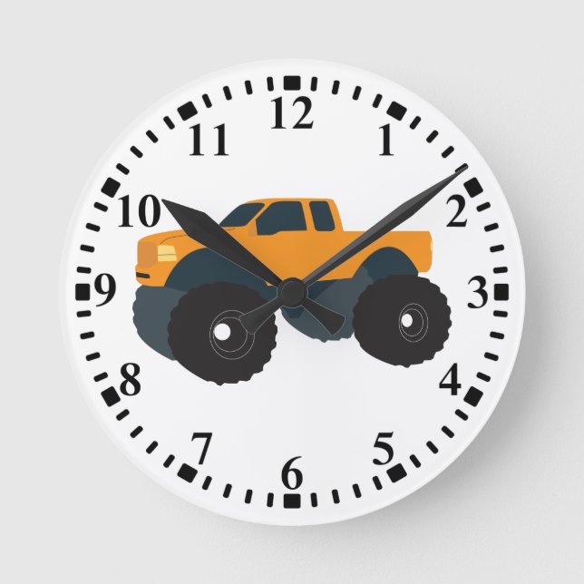 Monster Truck Vehicle Round Clock (Front)