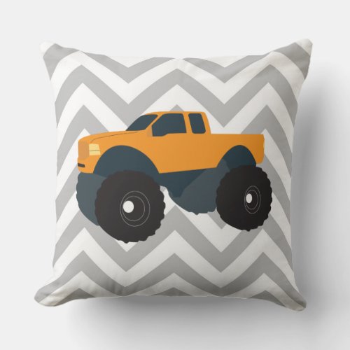Monster Truck Vehicle Throw Pillow