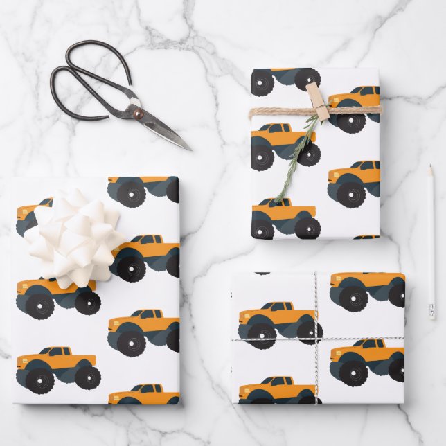 Monster Truck Vehicle Wrapping Paper Sheets (Front)