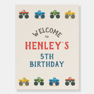 Monster Truck Watercolor Kids Birthday Party Foam Board