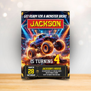 Monster Truck Wheels Birthday Invitation