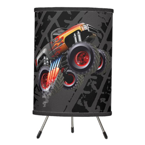 Monster Truck with Tire Track Print with Grey Tripod Lamp