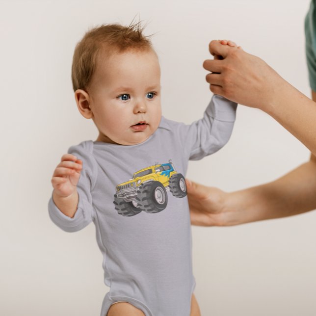 Monster Truck Yellow Blue  Baby Bodysuit (Creator Uploaded)