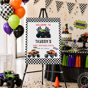 Monster Trucks 1st Birthday Party Banner – Vroom Foam Board