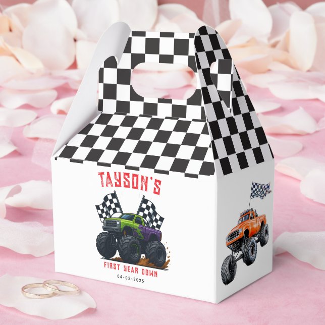 Monster Trucks 1st Birthday Party  Favor Boxes (Wedding)