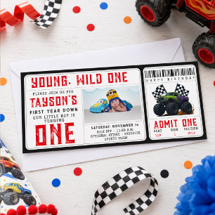 Monster Trucks 1st Birthday Ticket Invitation