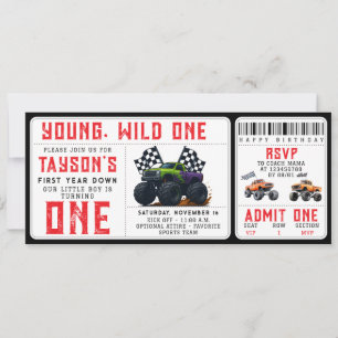 Monster Trucks 1st Birthday Ticket Invitation