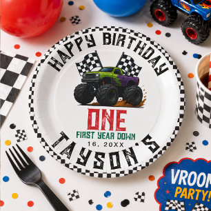 Monster Trucks 1st Birthday Vroom Party Paper Plates