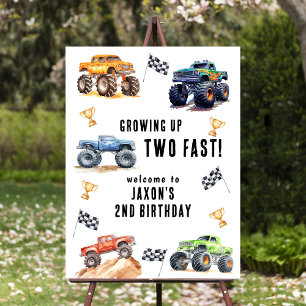 Monster Trucks 2nd Birthday Party Welcome Foam Board