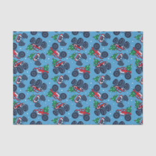 Monster Trucks and Christmas Trees Pattern Tissue Paper