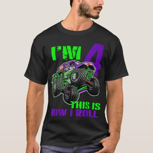 Monster Trucks Are My Jam _ 4th Birthday Boy _ 4 y T_Shirt