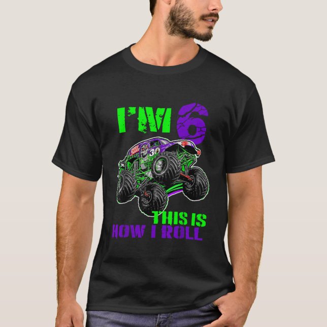 Monster Trucks Are My Jam 6th Birthday Boy 6 years T-Shirt (Front)