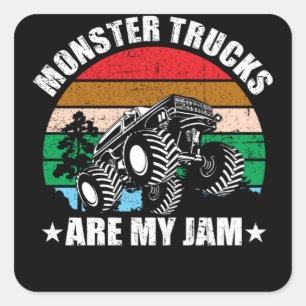 Monster Trucks Are My Jam Kids Square Sticker