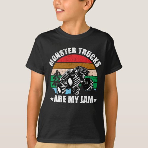 Monster Trucks Are My Jam Kids T_Shirt