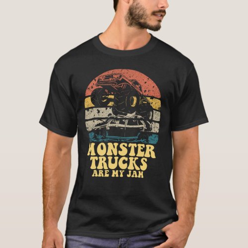 Monster Trucks Are My Jam Retro Boys Monster Truck T_Shirt