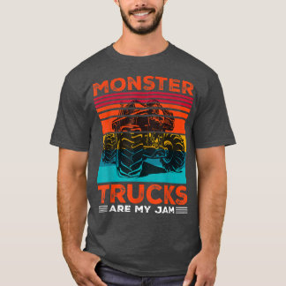 Monster Trucks Are My Jam Retro Sunset Engine Yout T-Shirt