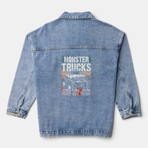 Monster Trucks Are My Jam Retro Vintage Retro Boys Denim Jacket