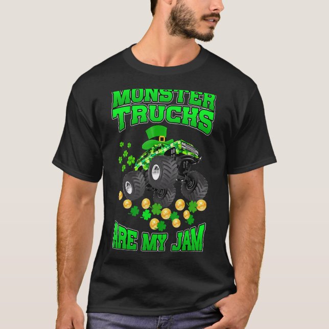 Monster Trucks Are My Jam Shamrock Truck St Patric T-Shirt (Front)
