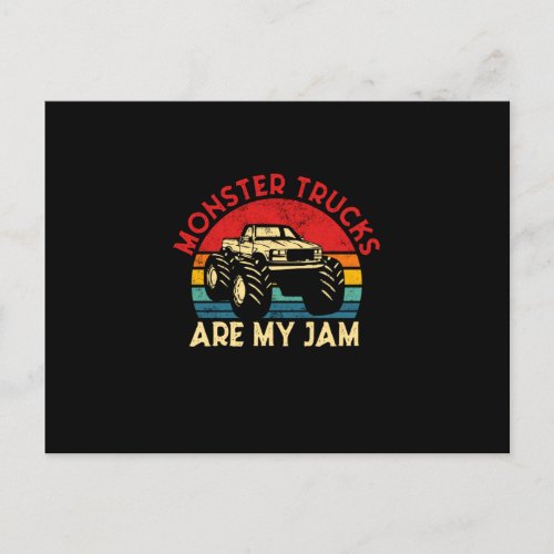 Monster Trucks Are My Jam Vintage Retro Monster Tr Announcement Postcard