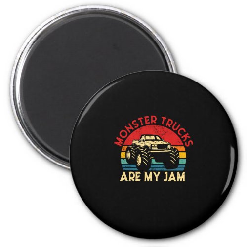 Monster Trucks Are My Jam Vintage Retro Monster Tr Magnet