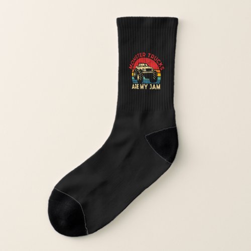 Monster Trucks Are My Jam Vintage Retro Monster Tr Socks