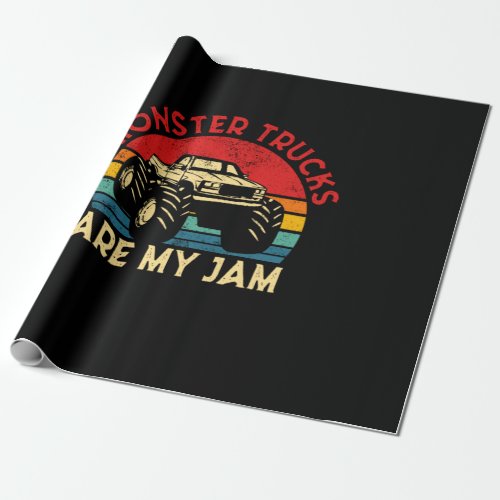 Monster Trucks Are My Jam Vintage Retro Monster Tr Wrapping Paper