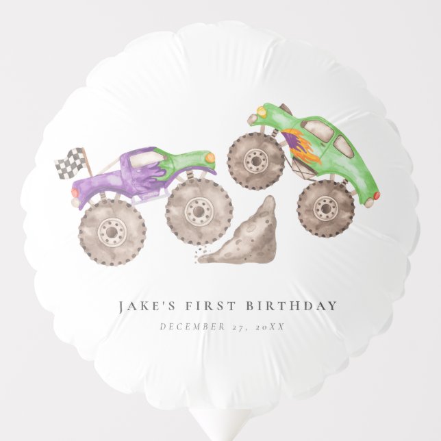 Monster Trucks Bash Birthday  Balloon (Front)