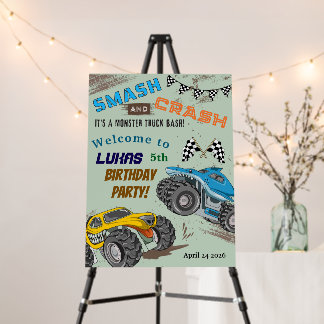 Monster Trucks Boy Birthday Party  Foam Board