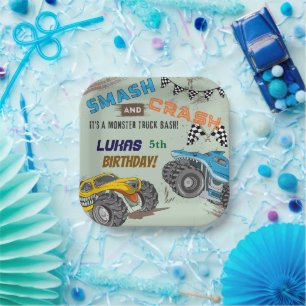 Monster Trucks Boy Birthday Party Paper Plates