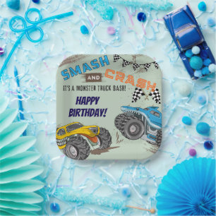 Monster Trucks Boy Birthday Party Paper Plates