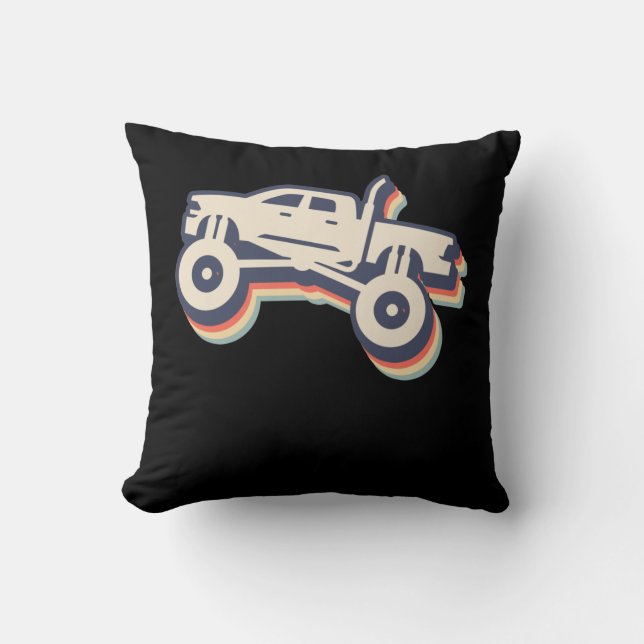 Monster Trucks Boys Monster Truck Vintage Throw Pillow (Front)