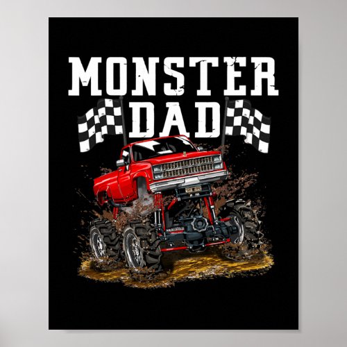 Monster Trucks Dad for Birthday Kid Fathers Day Poster