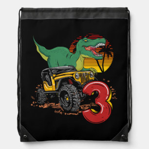 Monster Trucks Dinosaur T-Rex 3rd Birthday Boy 3 Y Drawstring Bag
