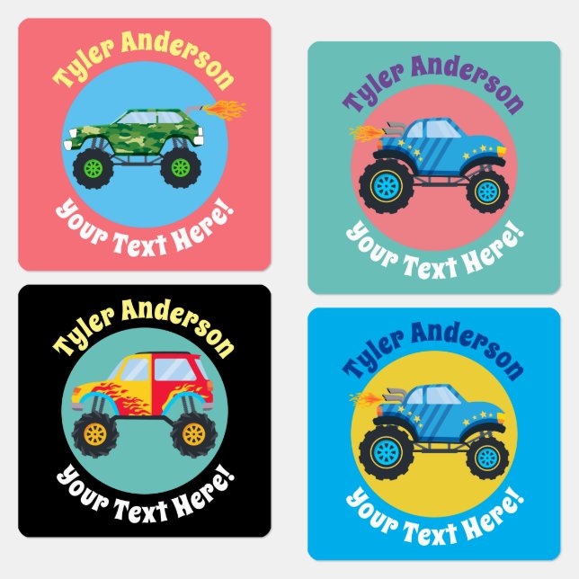 Monster Trucks, DIY Name & Message Labels (Group)