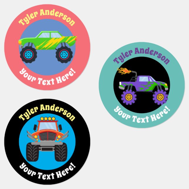 Monster Trucks, DIY Name & Message Labels (Group)