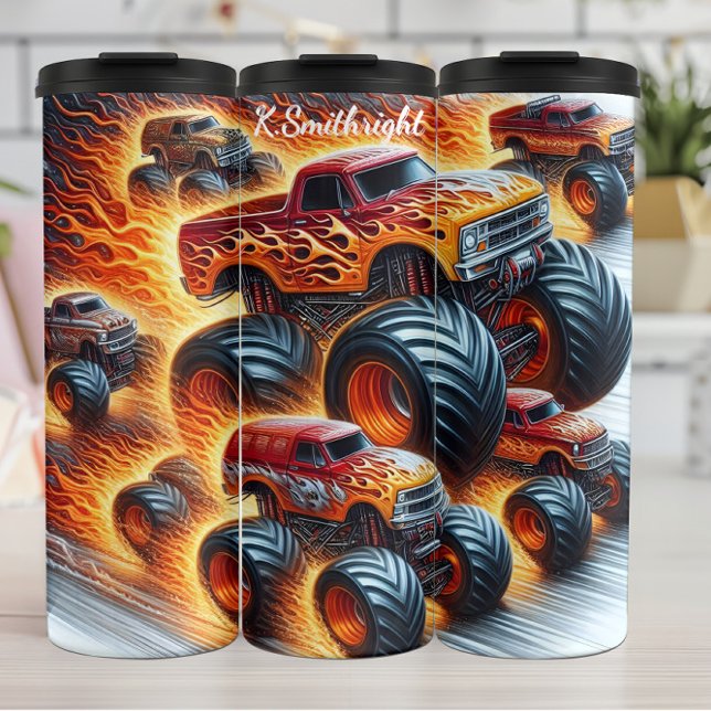 Monster Trucks Fiery Race Track Thermal Tumbler (Creator Uploaded)