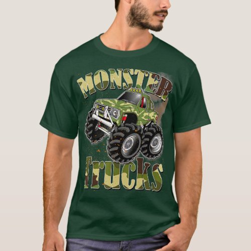 Monster Trucks  Funny Camouflage Birthday Gift  T_Shirt
