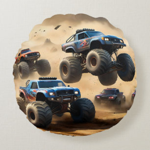 Monster Trucks Mayhem, Boys Hoodie Round Pillow