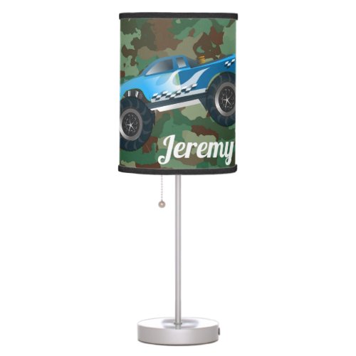 Monster Trucks on Camouflage Pattern Table Lamp