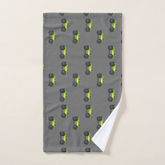 monster trucks on grey hand towel  (Hand Towel)